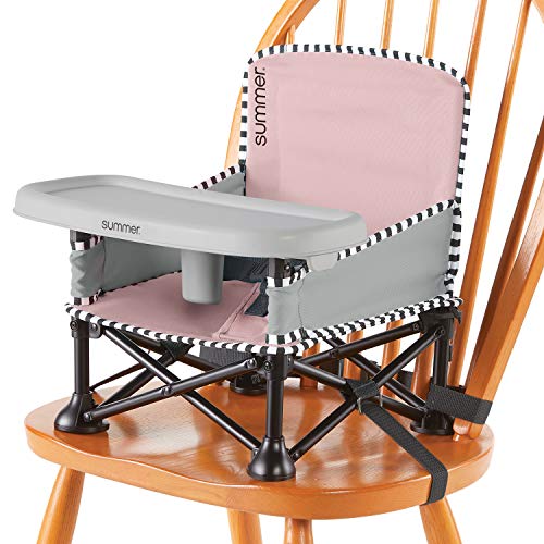 Image of Summer by Bright Starts Pop 'N Sit Portable Booster Chair, Floor Seat, Indoor /Outdoor Use, Compact Fold, Bubble Gum, 6 Mos - 3 Yrs