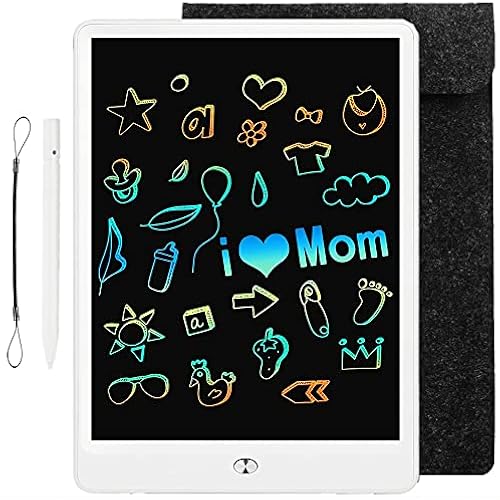 LCD Writing Tablet with Bag for Kids, 10 Colorful Screen Drawing Board Doodle Pad Learning Educational Toy - Gift for 3-6 Years Old Boy Girl (White)