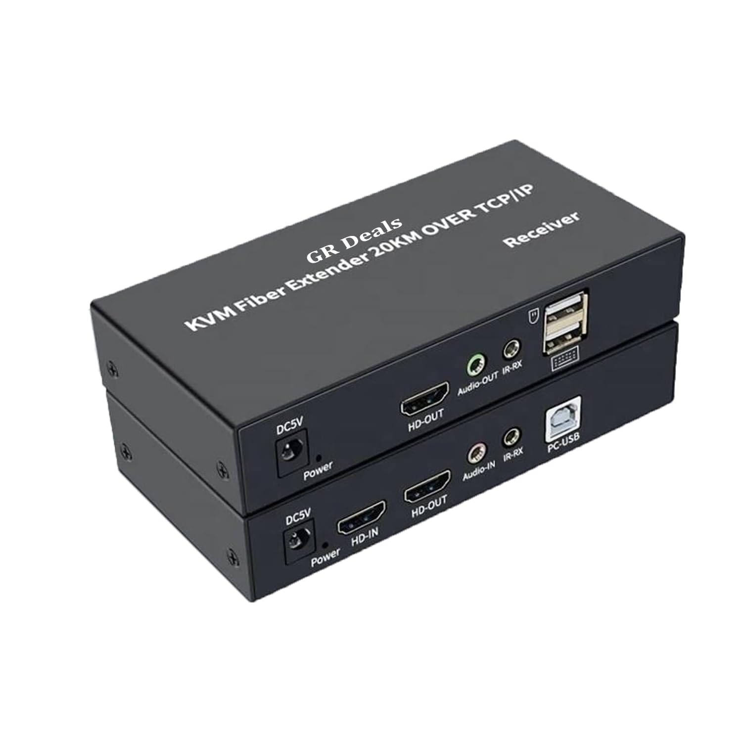 4k 60hz 20km hdmi kvm fiber extender over ip | 20km usb 2.0 transceiver | sc optical, rj45 interface | long range transmitter receiver for mouse & keyboard control (black).