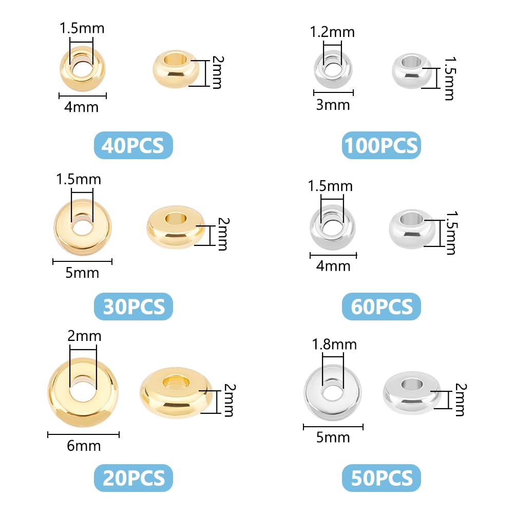 Unicraftale 300pcs 304 Perles D'espacement En Acier Inoxydable