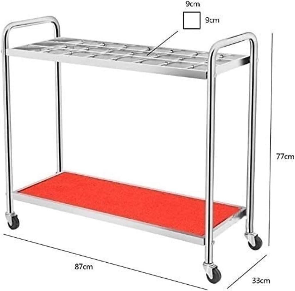 Stainless Steel Umbrella Stand with Wheels, Floor Umbrella Holder Rack for Hotel Lobby, Stylish Silver Umbrella Storage Bucket, Size 88x34x77cm