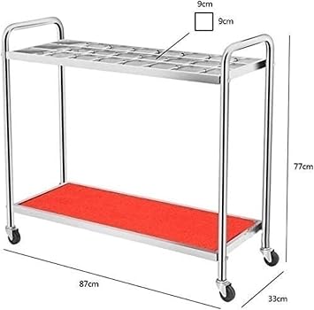 Umbrella Stand Stainless Steel Umbrella Stand with Universal Wheel Umbrella Holder Floor Stand Umbrella Rack for Hotel Lobby Shelf Bucket (Color : Silver, Size : 88 * 34 * 77cm)