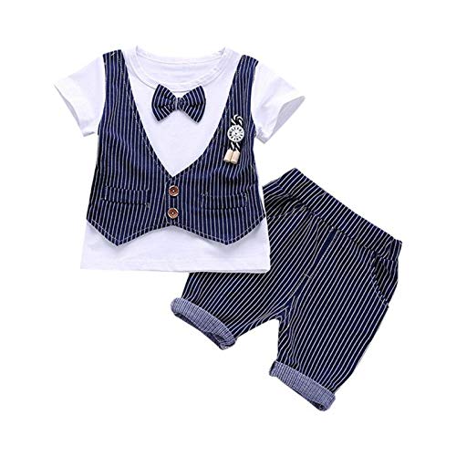Bold N Elegant Grey & Black Stripe T-Shirt Waistcoat and Shorts Set with Bow Tie Birthday Party Clothing Set Dress for Infant Toddler Baby Boys
