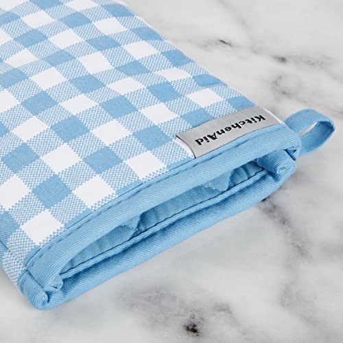 KitchenAid Gingham Oven Mitt 2-Pack Set, Blue Velvet, 7"x13" - image 3
