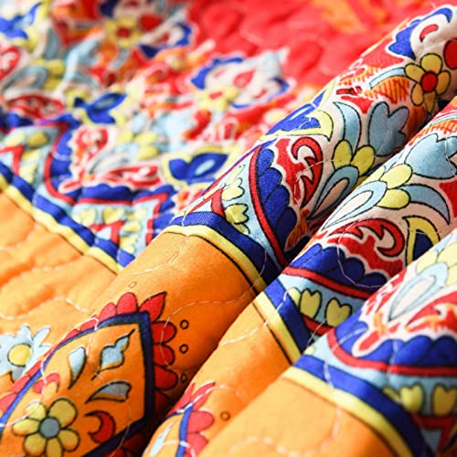 Qucover Single Bedspread Quilted Lightweight Soft Bohemian Quilted Throw Blanket 150 x 200 cm, Vibrant Red Blue Boho Throw - Cosy Home Interiors Qucover Single Bedspread Quilted Lightweight Soft Bohemian Quilted Throw Blanket 150 x 200 cm, Vibrant Red Blue Boho Throw - Image 6