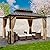 INTER HUT 10x12 Hardtop Gazebo with Netting and Curtains, Galvanized Steel Double Roof with Aluminum Frame Outdoor Pavilion for Patio, Garden, Deck and Lawn, Dark Brown/Tan