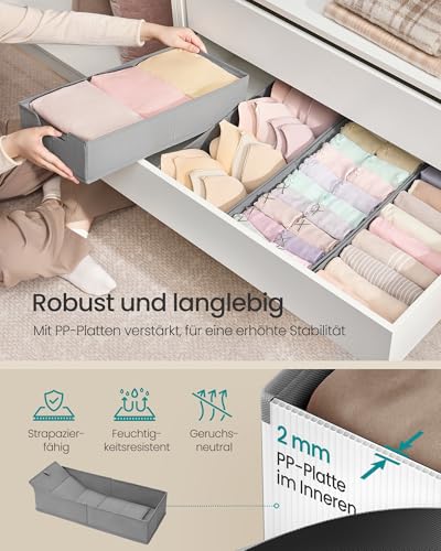 SONGMICS Unterwäsche-Organizer 4er Set, Schubladen-Organizer für IKEA PAX Kleiderschrank, ohne Trennwände, Kleiderschrank-Organizer faltbar, 50 x 22 x 10 cm für Socken, taubengrau RUS013G01