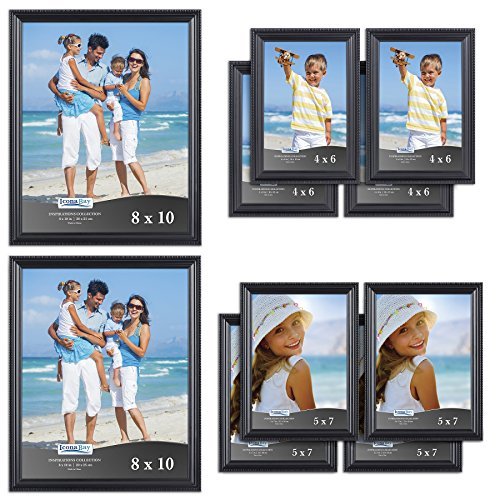 Icona Bay 10pc Table Top Picture Frame Set (No Wall Hook) Two - 8x10, Four - 5x7, Four - 4x6, Black