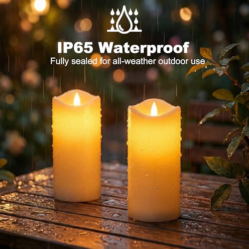 Image of Livinlarge Solar Candles Outdoor Waterproof,6pcs 3 inchx6 inch Solar Flameles Candle |Dusk to Dawn,Auto On /Off,White Fake Candles for Patio Yard Deck Window Table Decor,Holiday Gifts for Mom and Wife