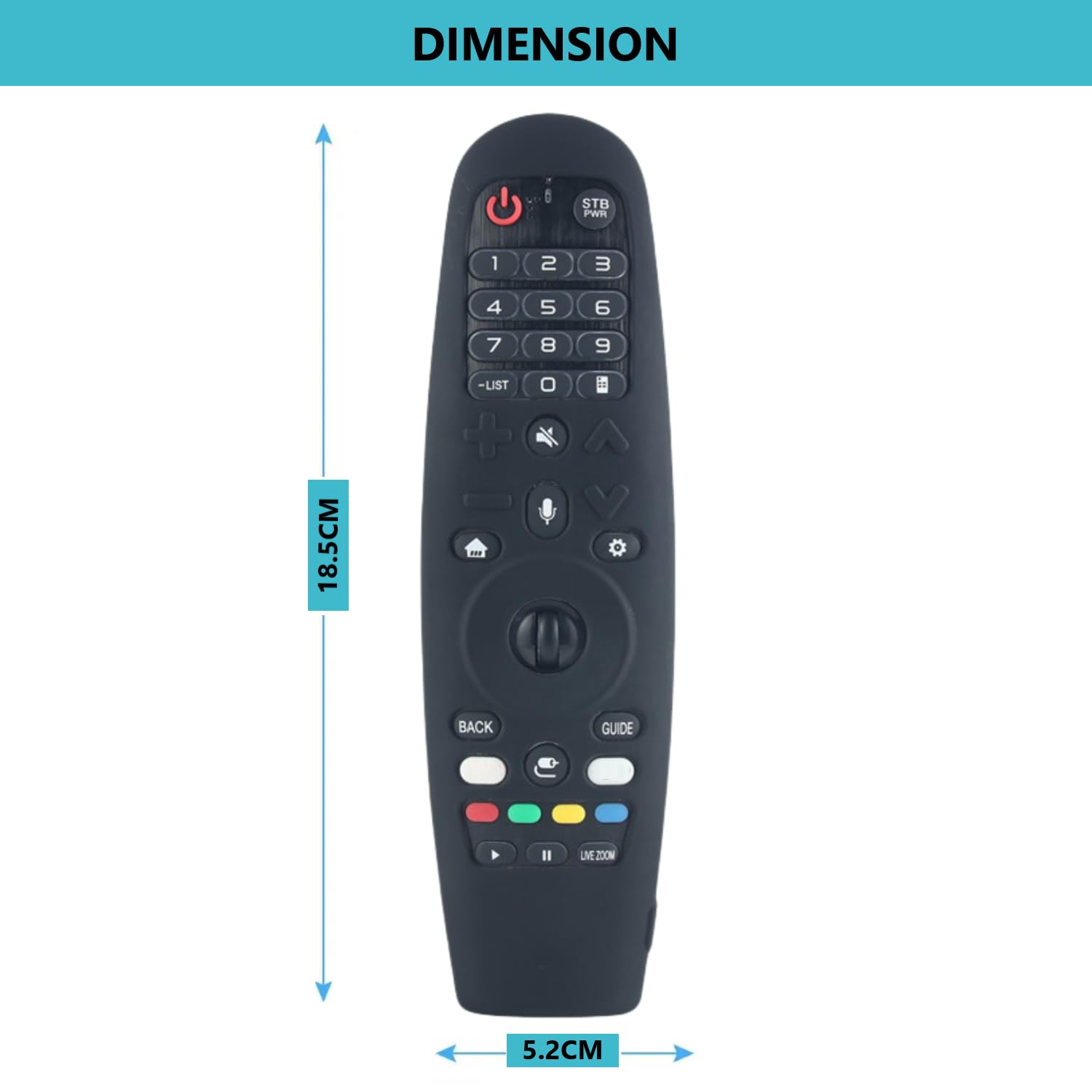 Silicone Case Cover for LG AN-MR600 / LG AN-MR650 / AN-MR18BA / AN-MR19BA LG AN-MR20GA Remote Control Silicone Protective Sleeve for LG Magic TV Remote Anti-Slip Case Skin - Image 3
