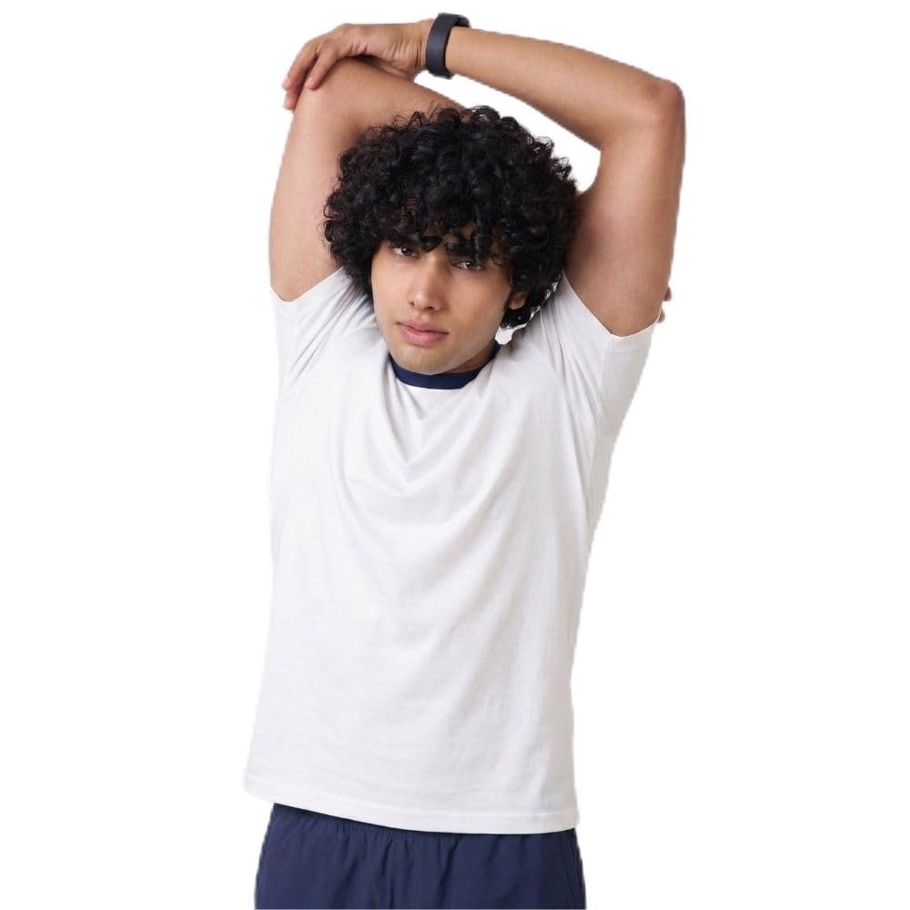 Terractive TerraSoft™ Half Sleeve T-Shirt for Men | Soft Cotton-Like Feel Sweat-Wicking Odour-Resistant Activewear Tee with Stretchable Breathable Fabric White-picture-29