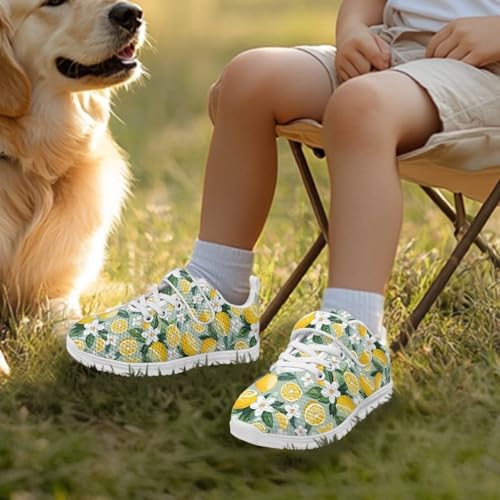 Boys Girls Shoes Kids Sneakers Athletic Running School Shoes for Little Kid/Big Kid Lemon Floral Pattern3
