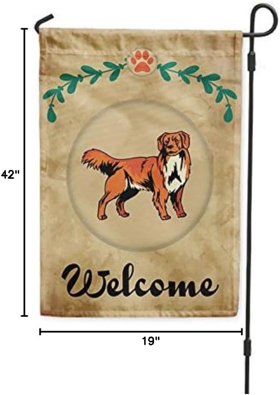 Fastasticdeals Welcome NOVA Scotia Duck Tolling Retriever Dog Yard House Banner Garden Flag Flag Only 10 1/2" x 16"