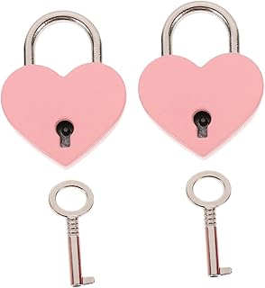 BESTOYARD Heart Shaped Padlocks Diary Book Padlocks 2pcs Heart Lock keyed Padlocks Wedding keyed Padlock Bike Lock Couple Wishing Lock Love Staff Bags Heart Wish Lock