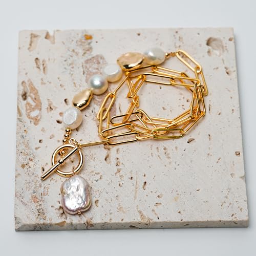 Gold Cuban Chain Necklace Baroque Pearl Necklace 14K Gold Plated Rose Gold Plated Freshwater Pearl Necklace Daily Jewelly for Women3