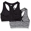 Amazon Essentials Women's Light-Support Seamless Sports Bras, Pack of 2, Black/Space Dye, Large