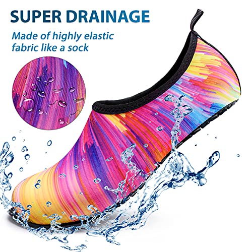 Homitem Mens Womens Water Shoes Barefoot Beach Pool Shoes Quick-Dry Aqua Yoga Socks Slip-on Swim Shoes for Women Men Surf Water Sports（Size 8-9.5,Colorful - Thumbnail 4