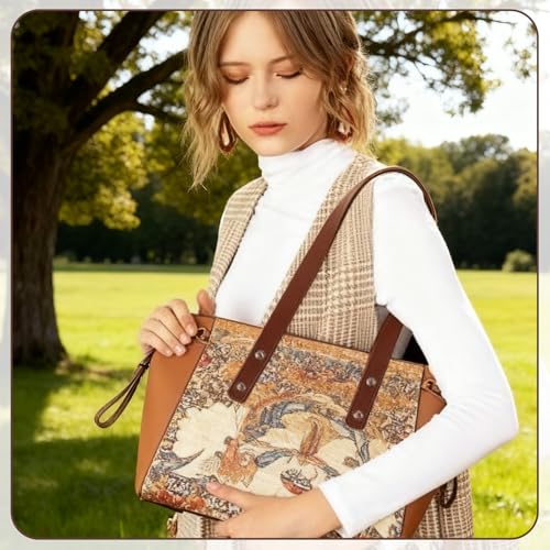 Yuwnd 6 Stück Taschenhenkel mit 24 Nieten, Henkel für Taschen, Klassischer Stil Lederriemen für Taschen, Hunderte Taschengriffe für Häkeltaschen Häkeltaschen DIY-Projekte (Mehrfarbig)