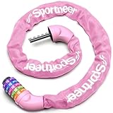 Sportneer 自転車 鍵 チェーンロック ダイヤルロック 自転車ロック 5桁ダイヤル 6mm カギ不要 パスワード自由設定 約640g 約97.5cm 切断にくい 盗難防止 日本語取扱説明書付き ピンク