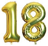 Questi palloncini in foil oro lucido rappresentano i numeri 1 e 8