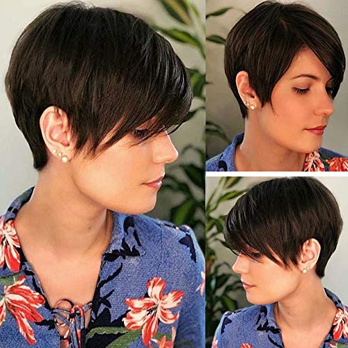 Image of Short Layered Synthetic Pixie Cut Wig for Women with Bangs ,Black Cherry