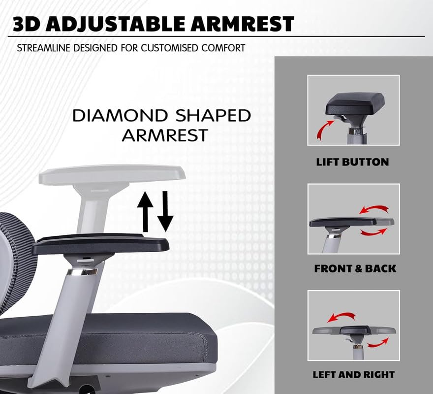 Image of Mesh High Back Ergonomic Chair | Executive Office Chair for Work from Home and for Study | Multi Lock System, Design for Long-Hour Tasks