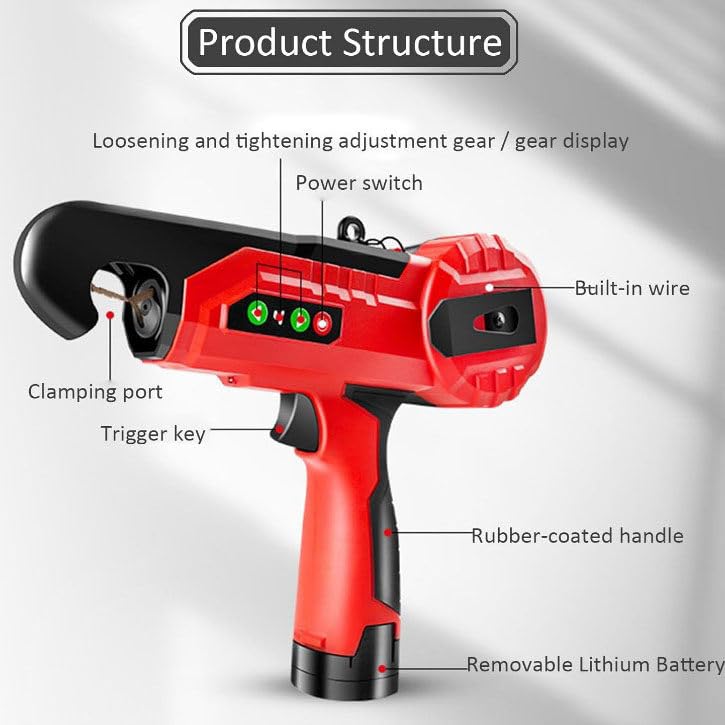 Legatrice elettrica per Piante per UVA, lamponi, pomodori e Verdure da vinificazione, con 2 batterie, Fune Metallica di Ricambio, Nastro per Legare Piante, legatrice per Fili