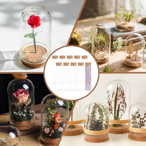 Image of BENECREAT 10 Pack 60ml Glass Test Tube with Cork Stopper Clear Flat Mini Glass Bottles Jars for Lab, Party Favors, Candy, Spices, Beads