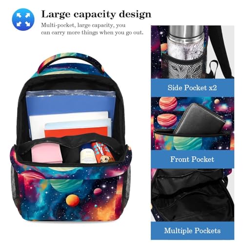 Cartable Galaxy Planet grand sac à dos et trousse pour école