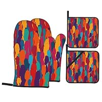 Guanti E Presine Forno Motivo Dinosauro - Set 4 Pezzi Antiscivolo