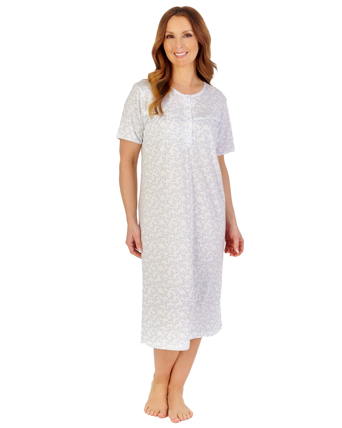 Slenderella Bamboo Butterfly Short Sleeve 42 Inch Nightdress (20/22, blue)