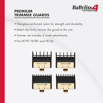 ベビリス　アタッチメント BabylissPRO Premium 4pcs Trimmer Comb Guides FX787 - Durable