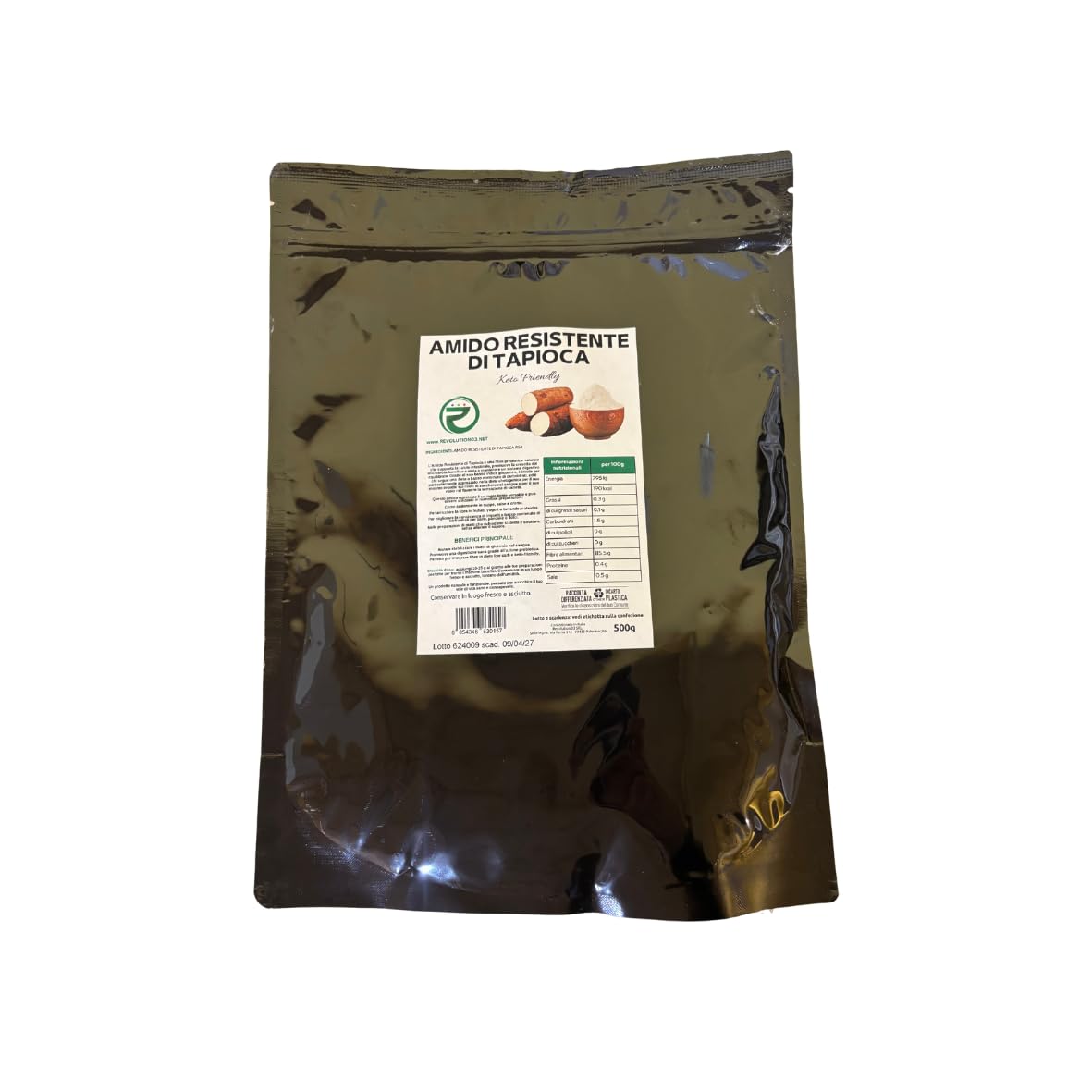 Amido Resistente di Tapioca RS4 | 92% Fibre | 0 Carboidrati Netti | Keto Friendly | Low Carb | Cheto | Basso Indice Glicemico | Artigianale | Made in Italy | 2 CONF. DA 500G