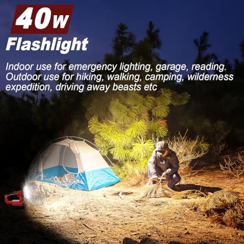 Hipoke 18V Cordless LED Work Light Compatible with Milwaukee M18 14.4V-20V Lithium Battery,3300LM Portable Outdoor Floodlight&Spotlight with USB Port Multifunctional Flashlight(No Battery) 6 Hipoke 18V Cordless LED Work Light Compatible with Milwaukee M18 14.4V-20V Lithium Battery,3300LM Portable Outdoor Floodlight&Spotlight with USB Port Multifunctional Flashlight(No Battery) - Image 6