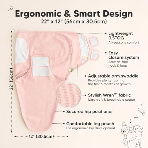 Image of 3-Pack Organic Swaddles for Newborns, Baby Swaddles 0-3 Months (Roseate) | Newborn Swaddle Sleep Sacks, Soft Cotton, Infant, Baby Swaddle Wraps, Girls, Boys, Large Hook & Loop Closure