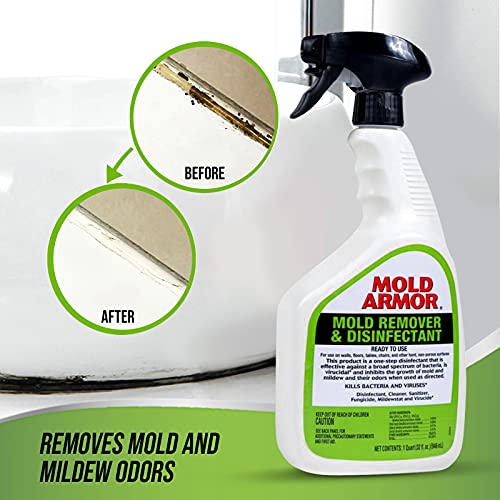 Mold Mildew Cleaner Odor Remover- Mold Armormold Remover& Disinfectant Rtu 32Oz. Trigger Sprayer Fungicide Mildewstat & Virucide With Protective Centaurus Az Gloves #TOP5