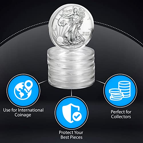 Houseables Silver Dollar Coin Holders, Coins Protectors, Eagle Capsules, 40Mm Id, 25 Pack, Plastic, Clear, Air-Tite Storage Case, American Collectors Supplies, Airtite Collection Containers #TOP1