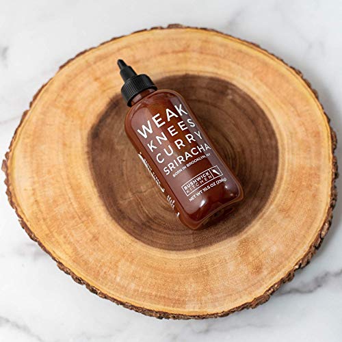 Weak Knees Curry Sriracha Hot Sauce | 10.5 Ounce Easy Squeeze Bottle | Classic Sriracha Mixed With Korean Gochujang Chili Paste Infused With Curry Spices | Foodie Gifts, Hot Sauce Gifts, Unique Gifts #TOP2