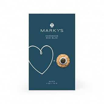 Markys Traditional Blinis for Caviar - 36 pcs - Handmade Breakfast Mini Pancakes Crepes Canape Best for Caviar and Roe