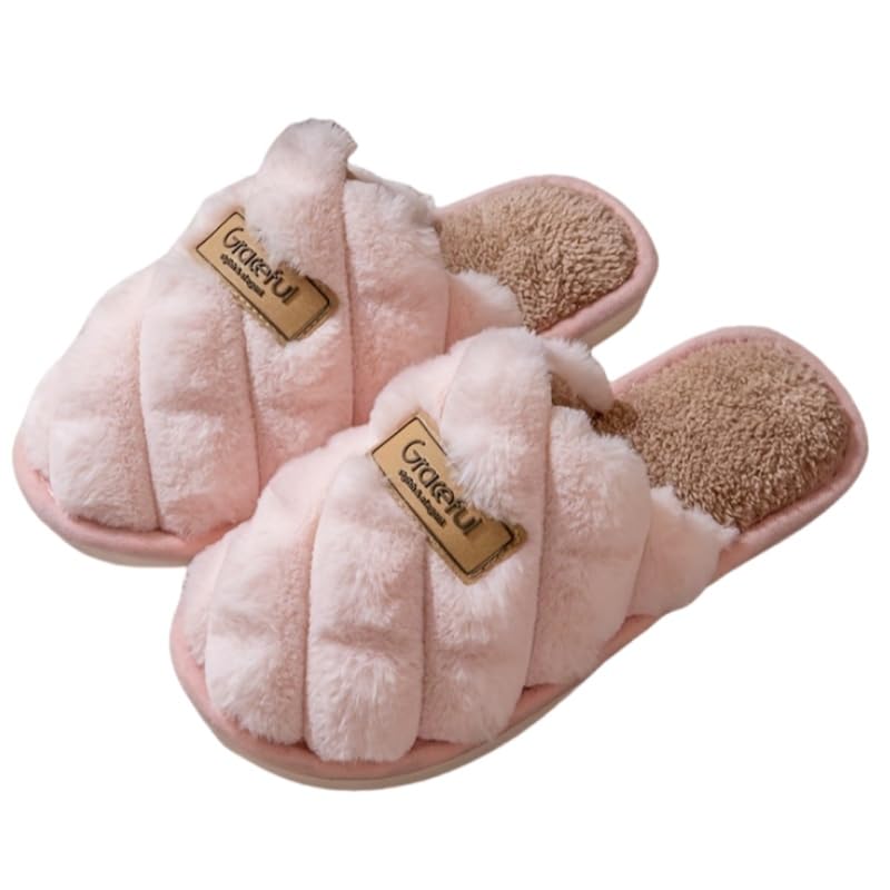Women's multi-color winter slippers - Thick and soft cushioning inside, durable and slip-resistant PVC sole. Indoor home shoes with cute style.