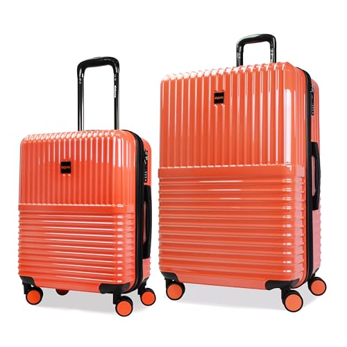 World Traveler Dejuno Tonal Lightweight Polycarbonate Hardside Expandable Spinner Luggage Suitcase with TSA Lock, Coral, 2-Piece Set(20in,28in)