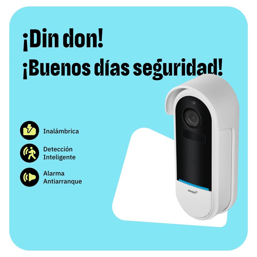 OMAJIN by Netatmo, Timbre Vídeo Inteligente inalámbrico 2K, con Pilas, Campanilla incluida, Detección Humana/Movimiento, IP65, Detección Zonas, Audio bidireccional, SD/Cloud, OVD-01