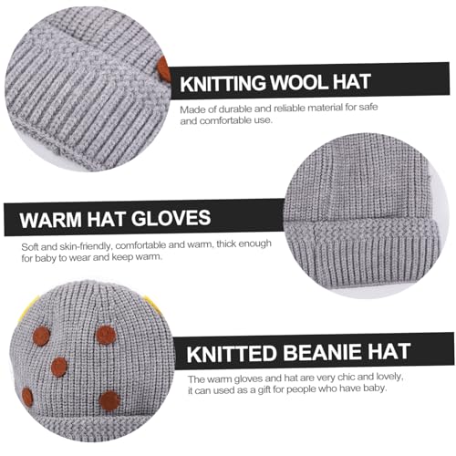 1pc Unisex Giraffe Woolen Knitted Cap Newborn Boy Girl Boy Girl Warm Winter Hat Grey3