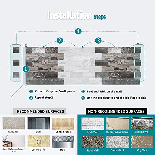Art3Dwallpanels 10-Pack Peel And Stick Backsplash Tiles, Pvc Stick On Kitchen Backsplash Wall Tiles, Ecru Rustic Wood Panel Self Adhesive Tile For Kitchen, Bathroom, Fireplace And Rv, 13.5"X11.4" #TOP4