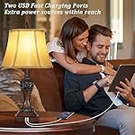Set of 2 Touch Control 3-Way Dimmable Table Lamps with 2 USB Charging Ports Traditional Bedside Lamps with Bell Shape Faux Silk Shade & Brown Base for Bedroom Nightstand Living Room LED Bulbs Included - Image 2