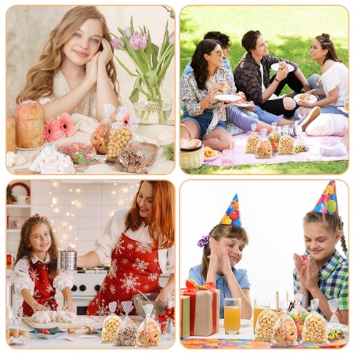 AiQInu 200 Stück Cellophantüten mit Goldene Krawatten, 25 x 15 cm Klein Zellophantüten Geschenkfolie Transparent, Süßigkeiten Tüten Kekstüten OPP Geschenktüten Durchsichtig für Kindergeburtstage