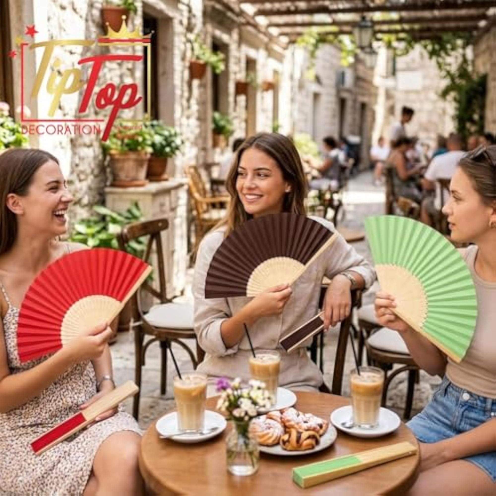 Premium Paper Plain Solid Color Folding Hand Held Bamboo Fan