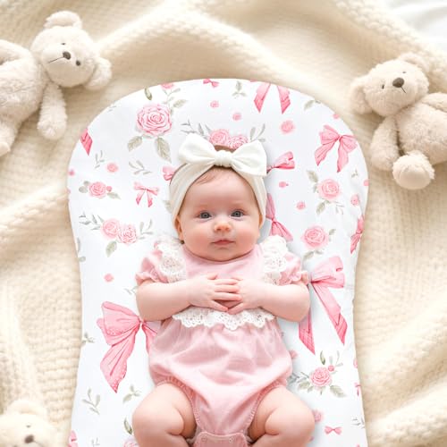 Image of Baby Lounger Cover Grils Boys, Soft and Comfortable Newborn Lounger Cover, Breathable and Stretchy Infant Nest Slipcover, Compatible with Snuggle Me Newborn Lounger, Cover Only (Pink Rose)