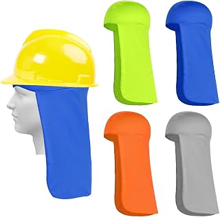 Tocwick 4PCS Resistant Hard Hat Neck Shade Sheild Sun Shade Protection, Cooling Skull Cap for Riding Fishing, Gray Blue Fluorescent Green Orange