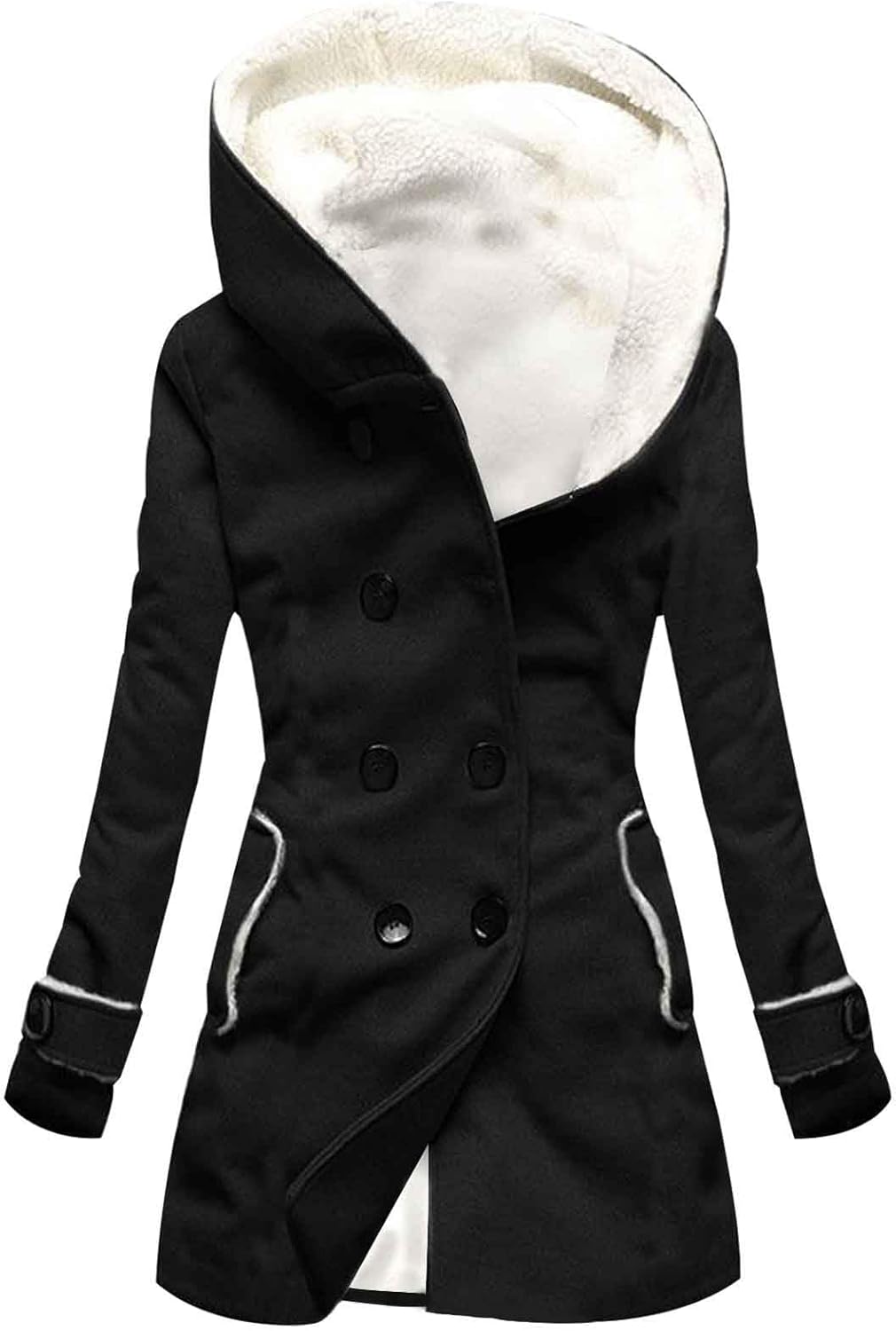 XUNRYAN Women's Winter Warm Coats Sherpa Fleece Lined Jacket Plus Size Casual Hooded Thicken Overcoat Outwear w Pockets